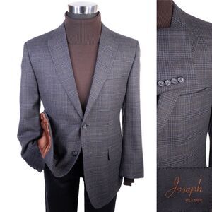 Joseph Jos. A. Bank Blazer Sport Coat Sz 40S Plaid Wool - Silk Two Button Jacket